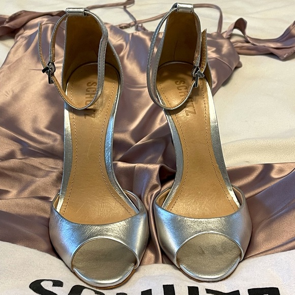 SCHUTZ Silver Sasha Lee High Heel Sandal size 8 - Picture 3 of 6